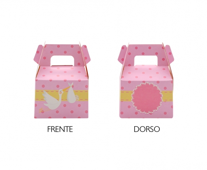 CAJA PAPEL RECTANGULO CIGUEÑA 10P (7X11X5) ROSADO