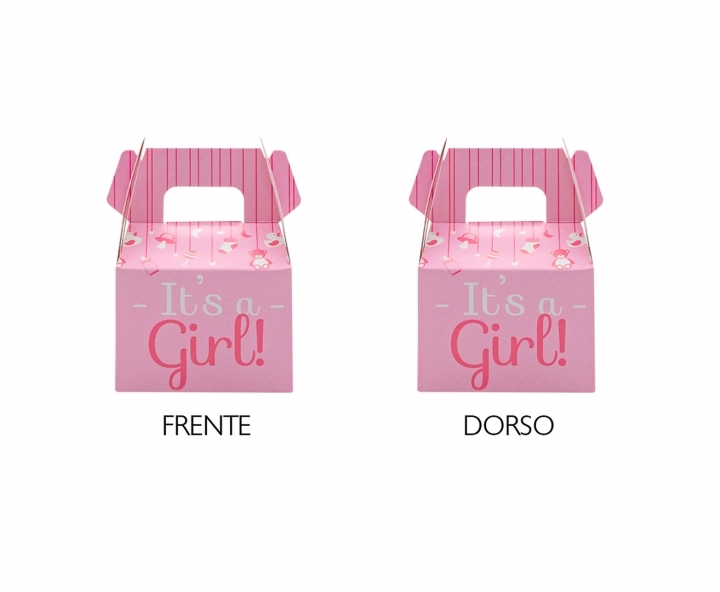 CAJA PAPEL RECTANGULO “IT’S A GIRL” 10P (7X11X5) ROSADO