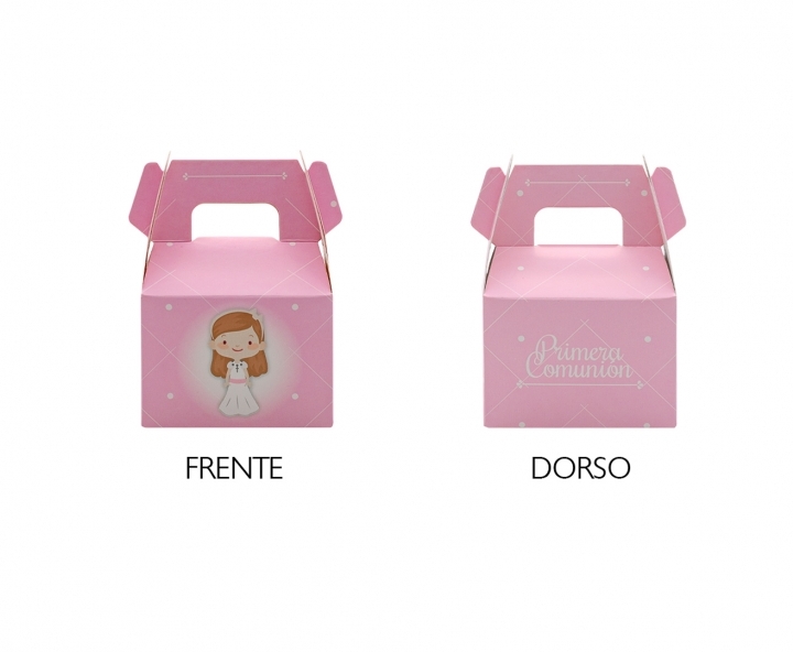 CAJITA PAPEL SOUVENIR PRIMERA COMUNION 10P (7X11X5) ROSADO