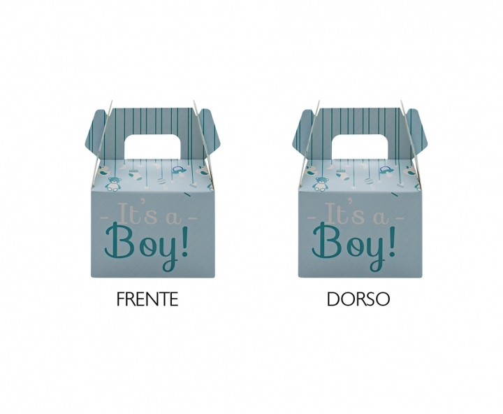 CAJA PAPEL RECTANGULO “IT’S A BOY!” 10P (7X11X5) CELESTE