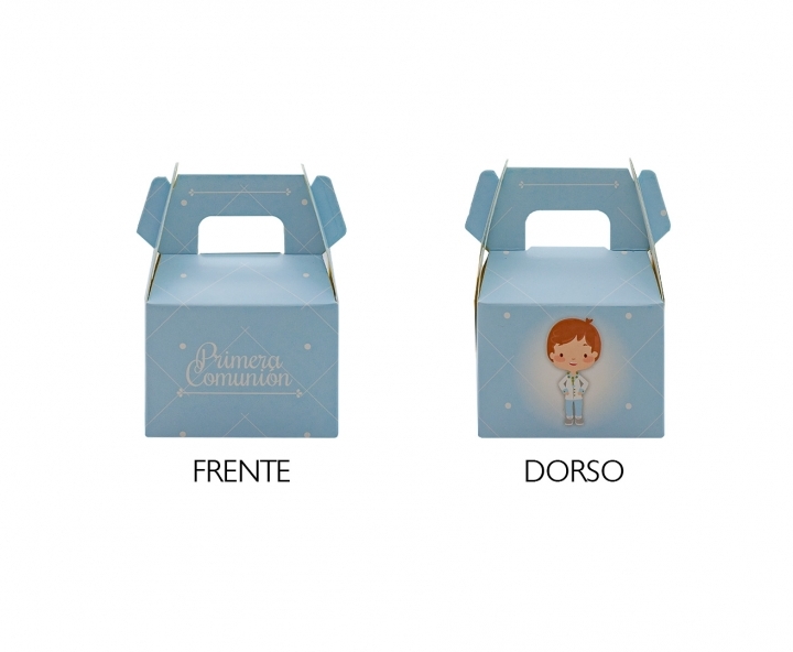 CAJA PAPEL RECTANGULO PRIMERA COMUNION 10P (7X11X5) CELESTE