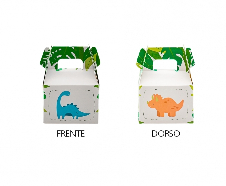 CAJA PAPEL RECTANGULO DINOSAURIO 10P (7X11X5) BLANCO/VERDE