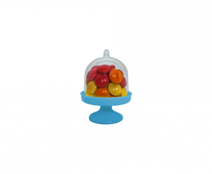CARAMELERO PLASTICO 10P DOMO CELESTE/TRANSP.