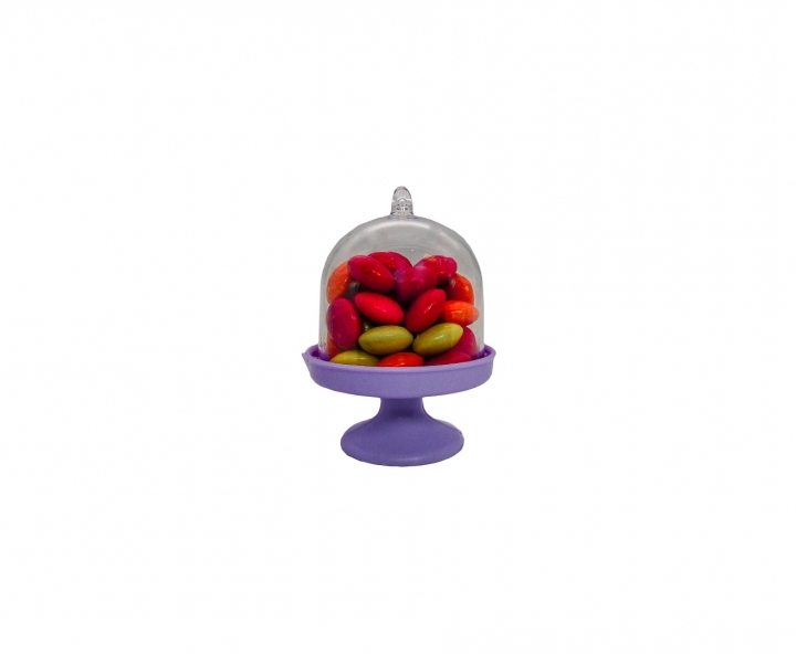 CARAMELERO PLASTICO 10P DOMO PURPURA/TRANSP.