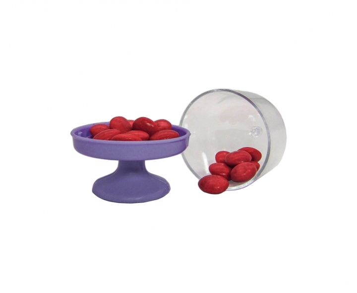 CARAMELERO PLASTICO 10P DOMO PURPURA/TRANSP.