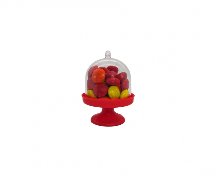 CARAMELERO PLASTICO 10P DOMO ROJO/TRANSP.