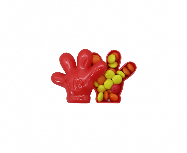 CARAMELERO PLASTICO MANO 10P (8X9X2.5) ROJO