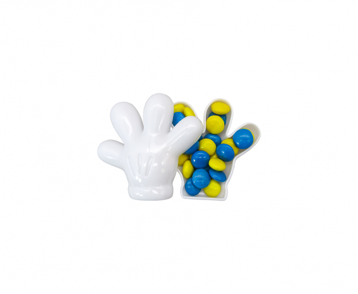 CARAMELERO PLASTICO MANO 10P (8X9X2.5) BLANCO