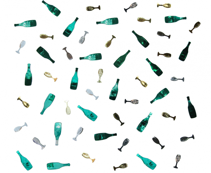 CONFETTI ALUMINIO ESPUMANTE DORADO/PLATEADO/VERDE