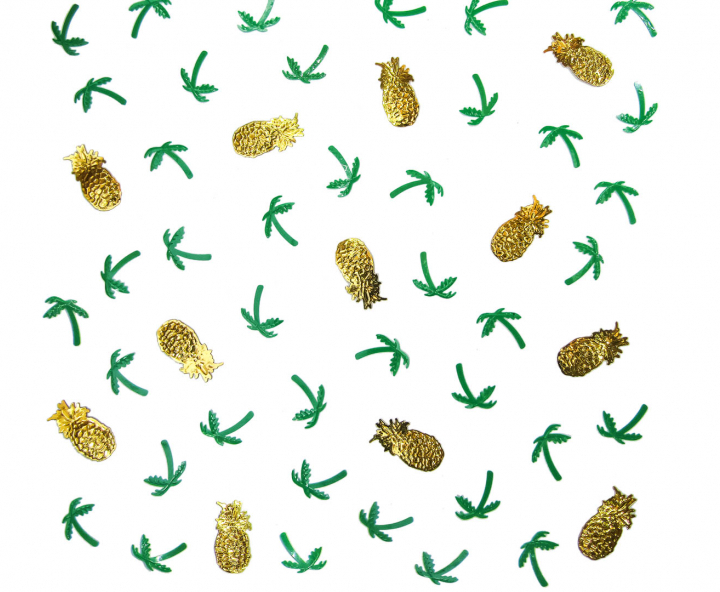 CONFETTI ALUMINIO PIÑA/PALMERA DORADO/VERDE