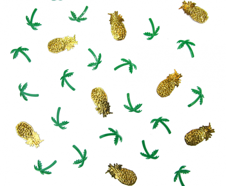 CONFETTI ALUMINIO PIÑA/PALMERA DORADO/VERDE