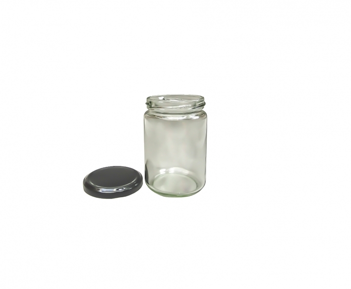 ENVASE VIDRIO CILINDRO (300ML) TAPA NEGRO