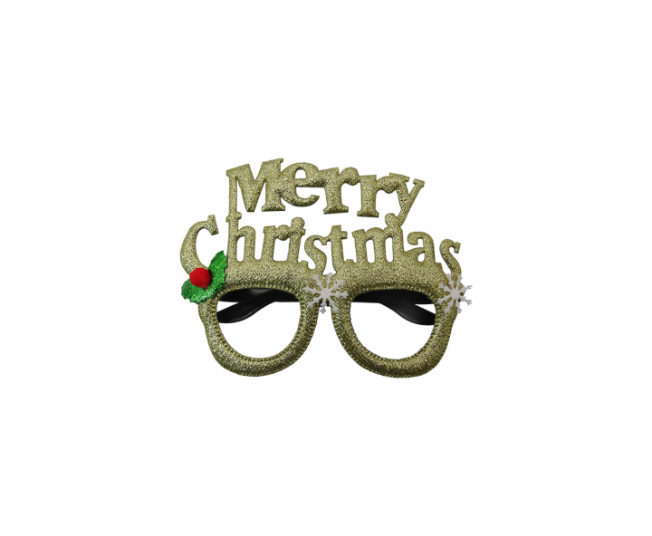 LENTE PLASTICO “MERRY CHRISTMAS” DORADO