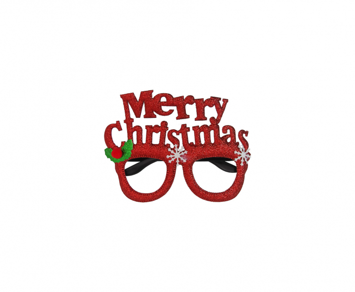 LENTE PLASTICO “MERRY CHRISTMAS” ROJO