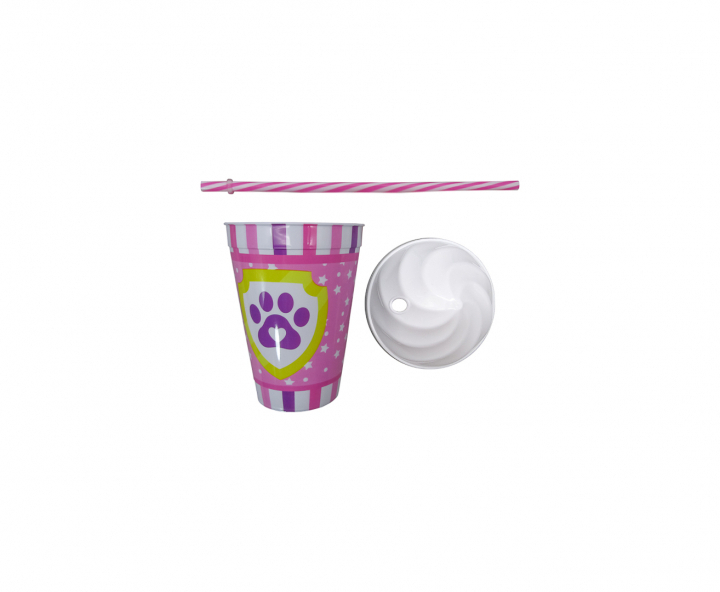 HOPPY PLASTICO HUELLA PERRO (450ML) ROSADO