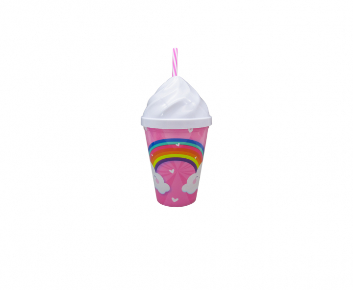 HOPPY PLASTICO ARCO IRIS (400ML) ROSADO