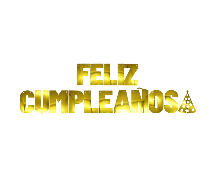 BANDERINES FELIZ CUMPLEAÑOS (17.5X10CM/3M) DORADO