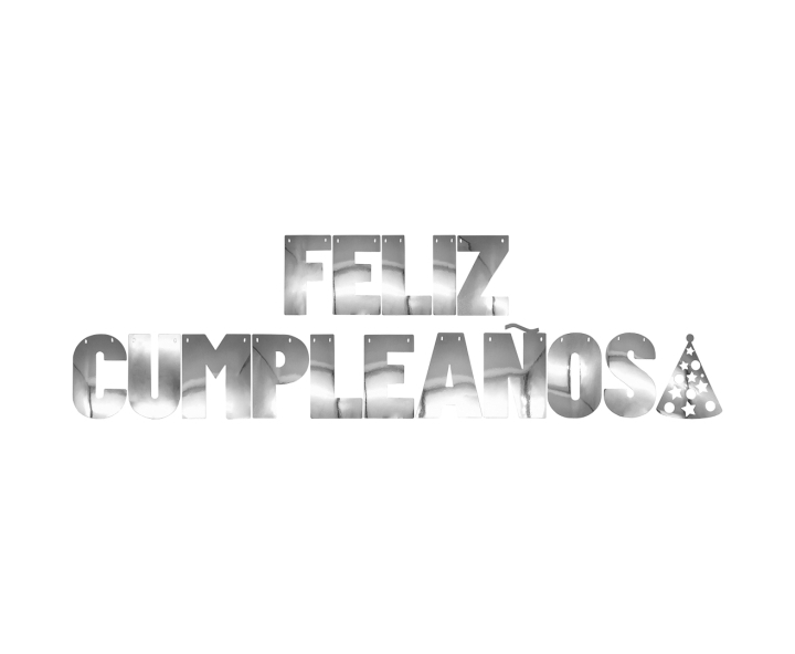 BANDERINES FELIZ CUMPLEAÑOS (17.5X10CM/3M) PLATEADO