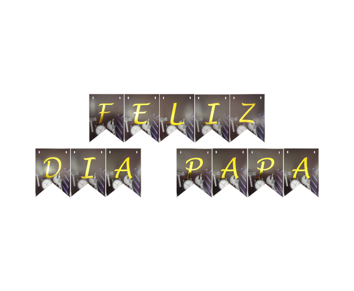 BANDERINES FELIZ DIA PAPA (17X12CM/3M) NEGRO/DORADO