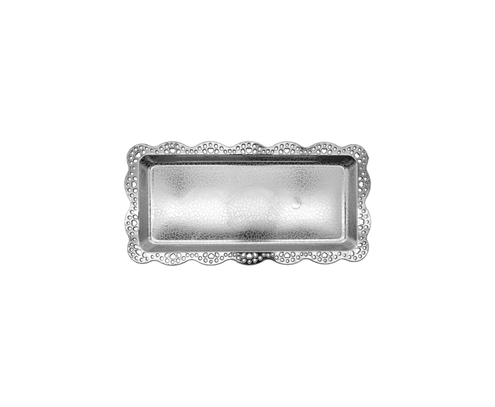 BANDEJA PLASTICA RECTANGULO (30X15) PLATEADO