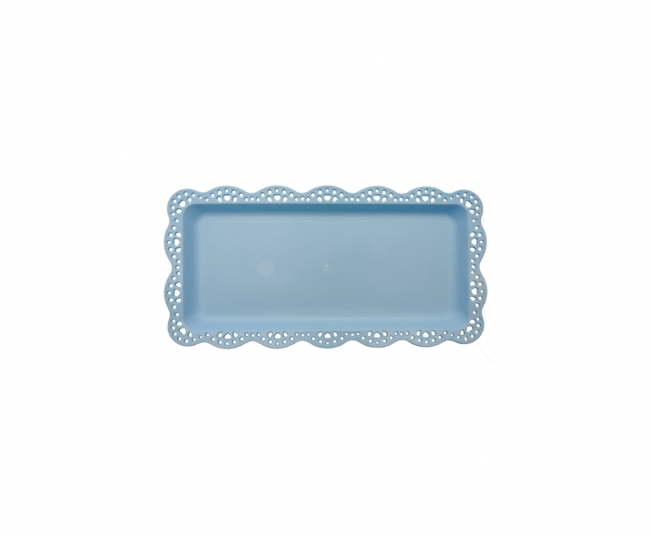 BANDEJA PLASTICA RECTANGULO (30X15) CELESTE