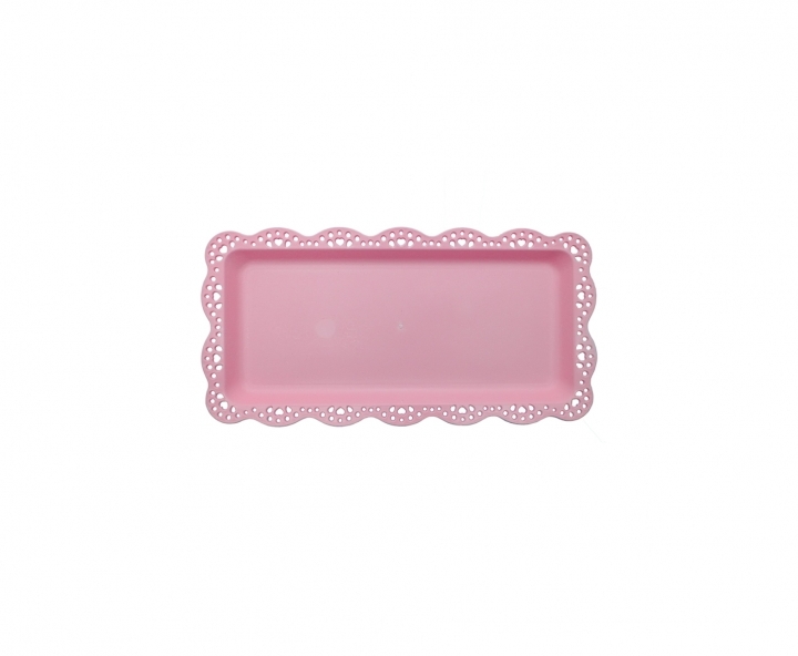 BANDEJA PLASTICA RECTANGULO (30X15) ROSADO