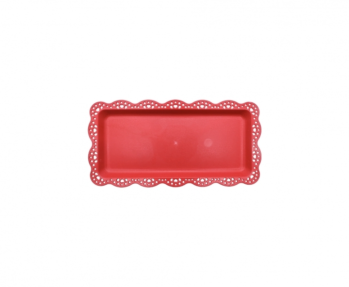 BANDEJA PLASTICA RECTANGULO (30X15) ROJO