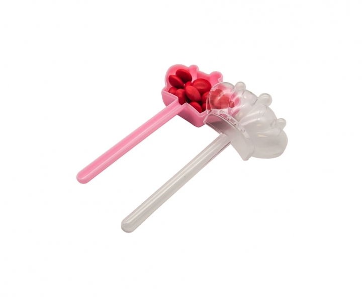 CARAMELERO PLASTICO CORONA 10P TRANSP./ROSADO