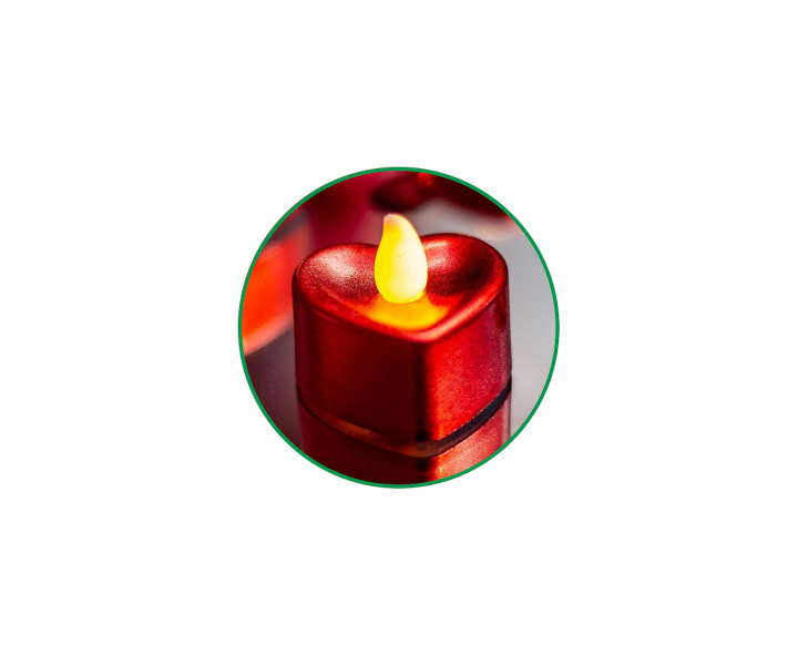 VELA CORAZON LUZ CALIDA 4P (4X4CM) ROJO