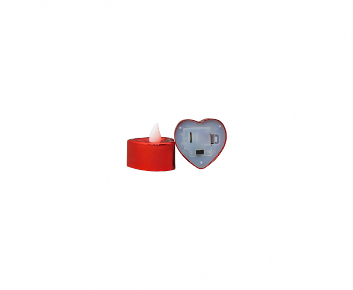 VELA CORAZON LUZ CALIDA 4P (4X4CM) ROJO