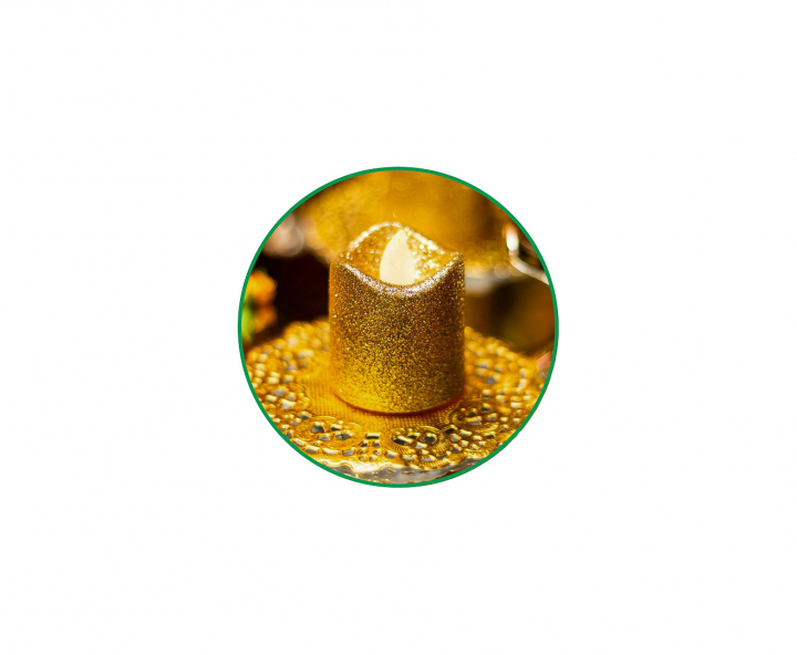 VELA ARTIFICIAL LUZ CALIDA 2P (3.5X4.5CM) DORADO