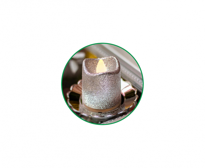 VELA ARTIFICIAL LUZ CALIDA 2P (3.5X4.5CM) PLATEADO