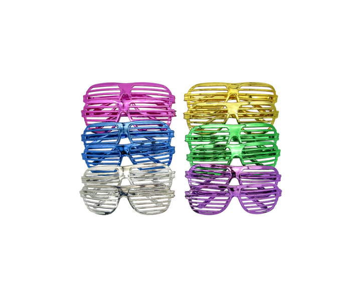 LENTE PLASTICO CUADRADO RAYA 12P COLORES