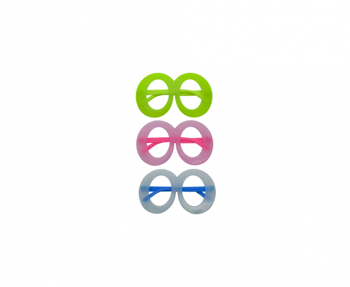 LENTES PLASTICOS REDONDO 12P COLORES TRANSP.