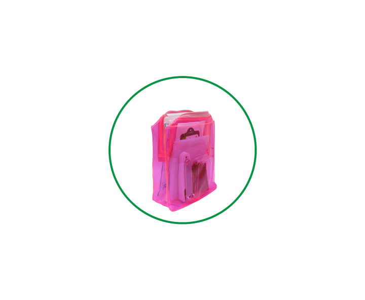 CARTUCHERA PLASTICO (12X10X3.5) TRANSP./ROSADO