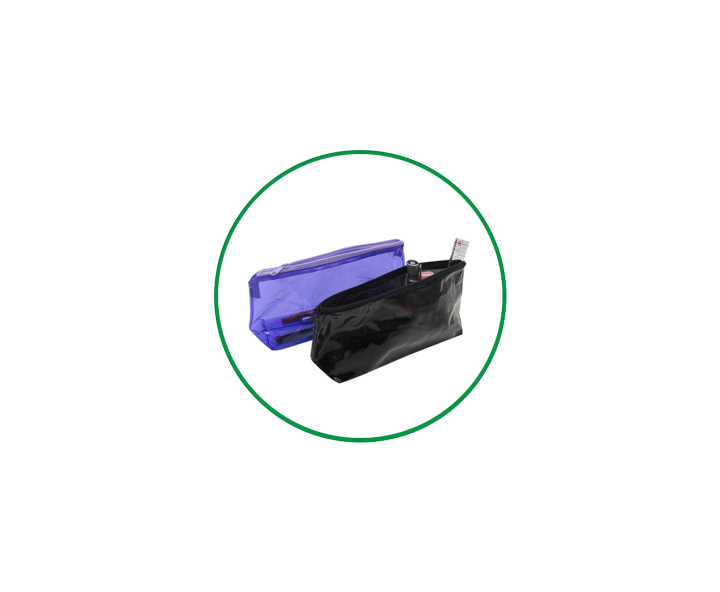 CARTUCHERA PLASTICO (23X12X6) TRANSP./NEGRO