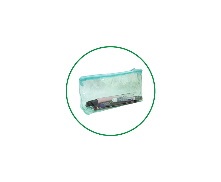 CARTUCHERA PLASTICO (23X12X6) TRANSP./VERDE LIMON