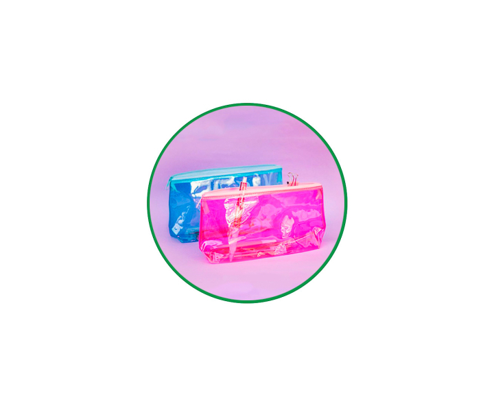 CARTUCHERA PLASTICO (23X12X6) TRANSP./ROSADO