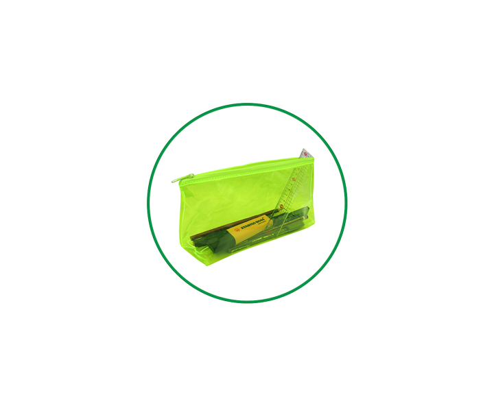 CARTUCHERA PLASTICO (23X12X6) TRANSP./AMARILLO
