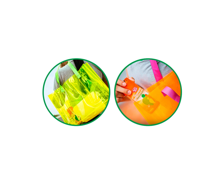 BOLSO PLASTICO (30X40X10) TRANSP./NARANJA