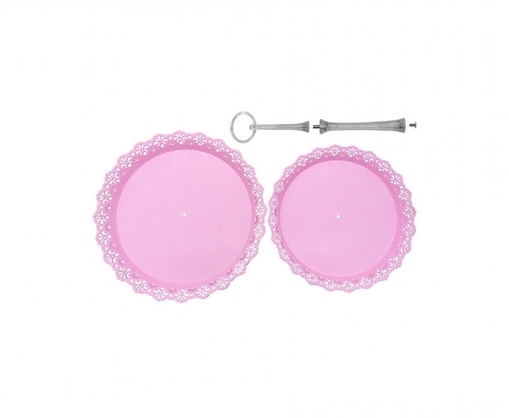BANDEJA CIRCULAR 2 PISOS (30X26) ROSADO