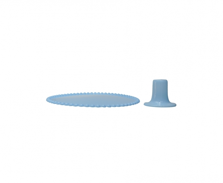 BANDEJA PLASTICA C/ BASE (25X8CM) CELESTE
