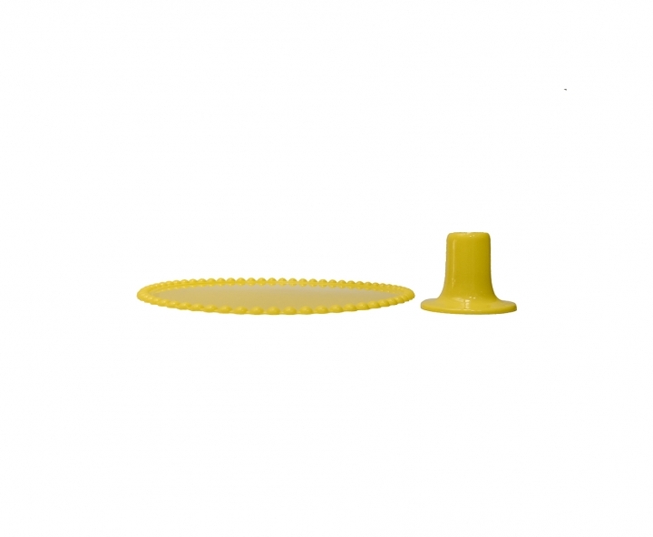 BANDEJA PLASTICA C/ BASE (25X8CM) AMARILLO