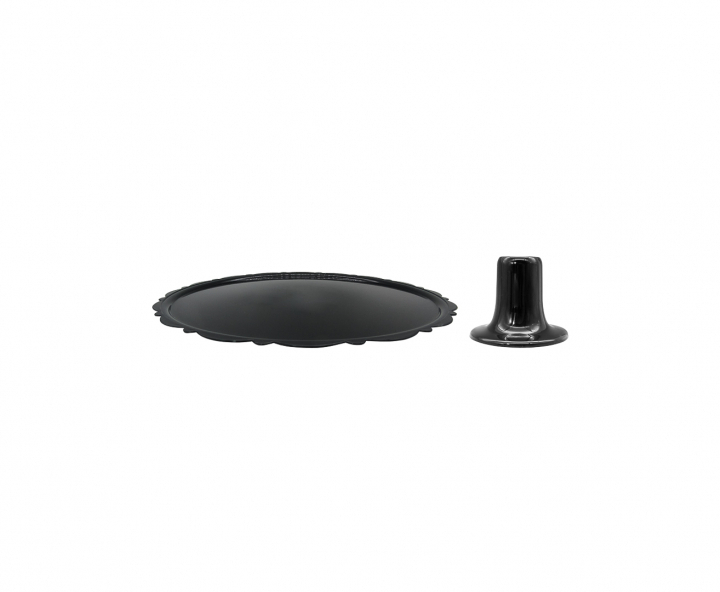 BANDEJA PLASTICA C/ BASE (30X8CM) NEGRO