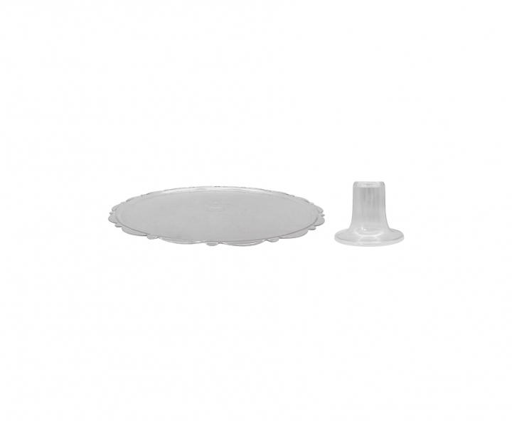 BANDEJA PLASTICA C/ BASE (30X8CM) TRANSP.