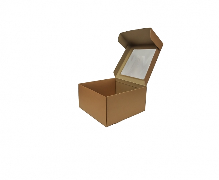 CAJA PAPEL CUADRADO C/ VISOR 5P (25X25X13) NATURAL