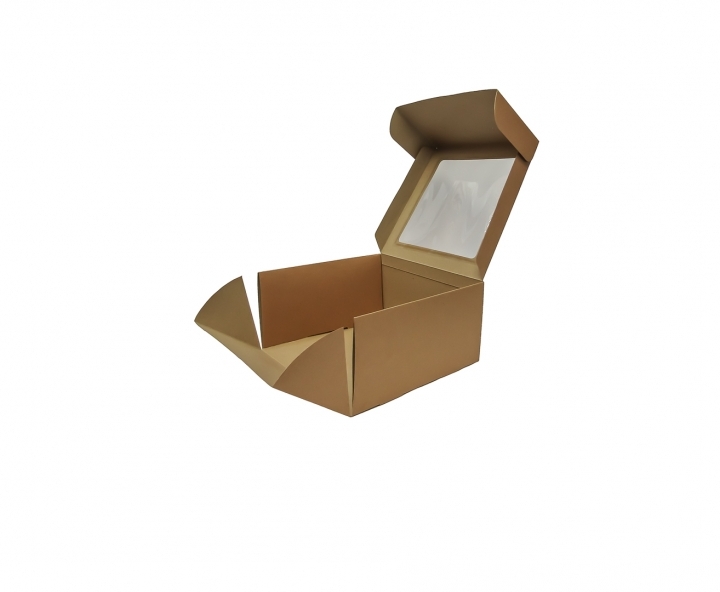 CAJA PAPEL CUADRADO C/ VISOR 5P (25X25X13) NATURAL