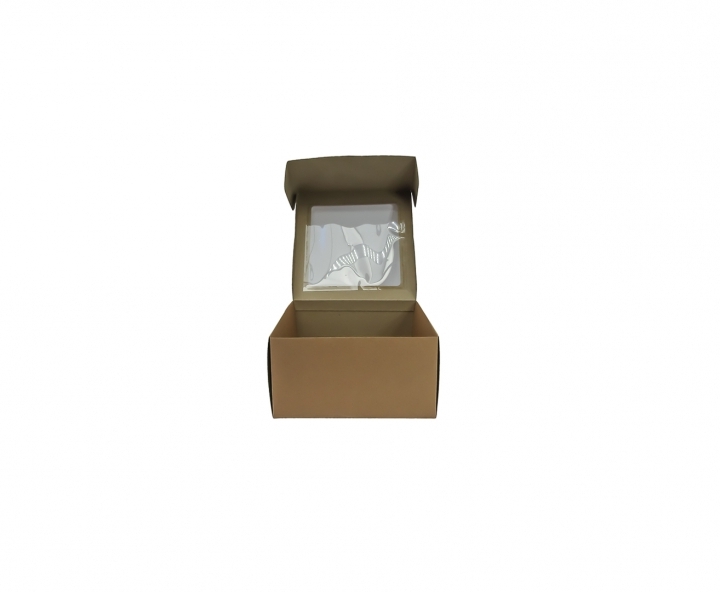 CAJA PAPEL CUADRADO C/ VISOR 5P (25X25X13) NATURAL