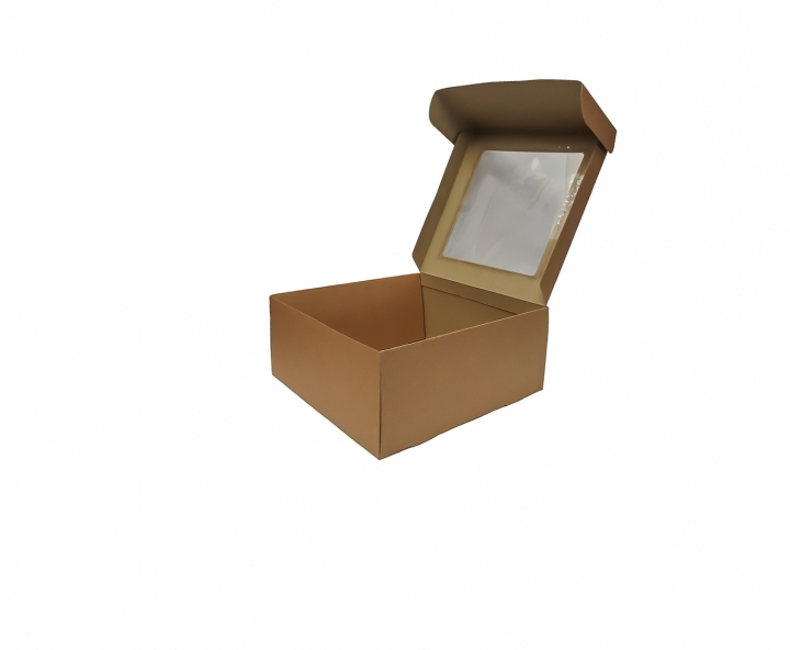 CAJA PAPEL CUADRADO C/ VISOR 5P (30X30X13) NATURAL