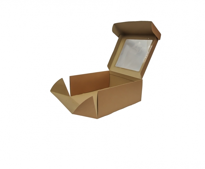 CAJA PAPEL CUADRADO C/ VISOR 5P (30X30X13) NATURAL